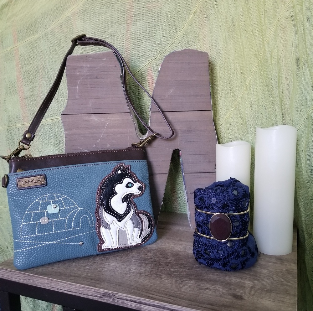 CHALA | Husky Dog Convertible Strap Handbag | NWT